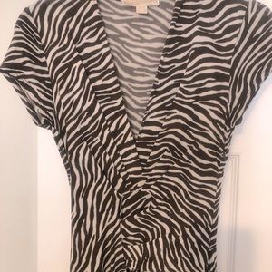 Zebra Print Wrap Maxi Dress, 8 Brown/Cream